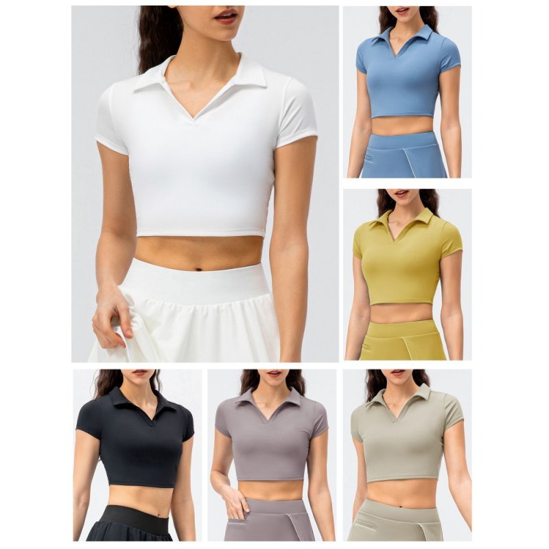 Women Sports T-shirt Crop Tops Short Sleeve Slim Shirts for Running Tennis Golf Workout