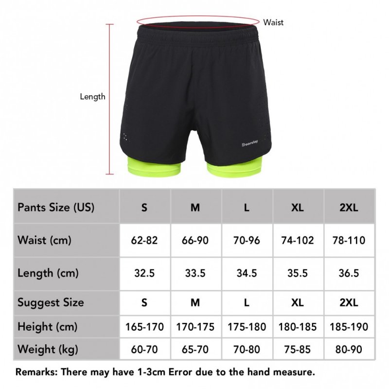 Doorslay Men's 2-in-1 Running Shorts Quick Drying Breathable Active Training Exercise Jogging Cycling Shorts with Longer Liner