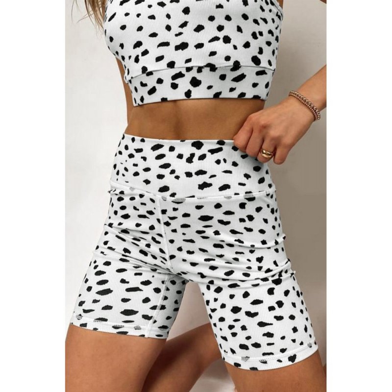 Leopard Print Sports Bra and High Waisted Shorts Set