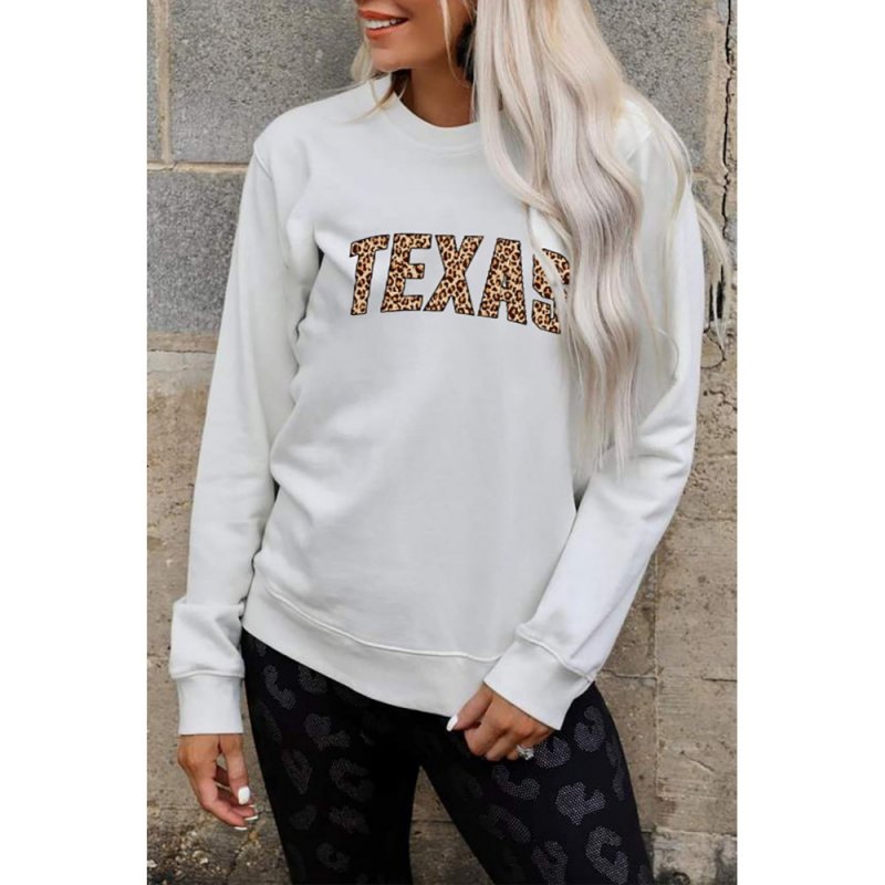 Leopard Texas Print Drop Shoulder Pullover Sweatshirt