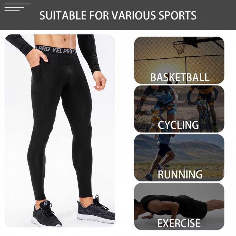 Men Sport Pants Fleece Warm Bodycon Stretchy Moisture-wicking Pocket Running Workout Sportswear